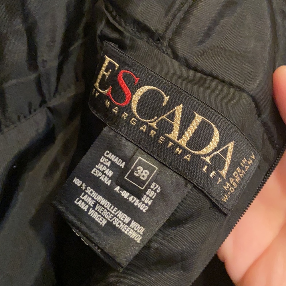 ESCADA HIGH WAISTED SKIRT Black wool pencil skirt SZ 38 draped VINTAGE cocktail - Picture 7 of 11